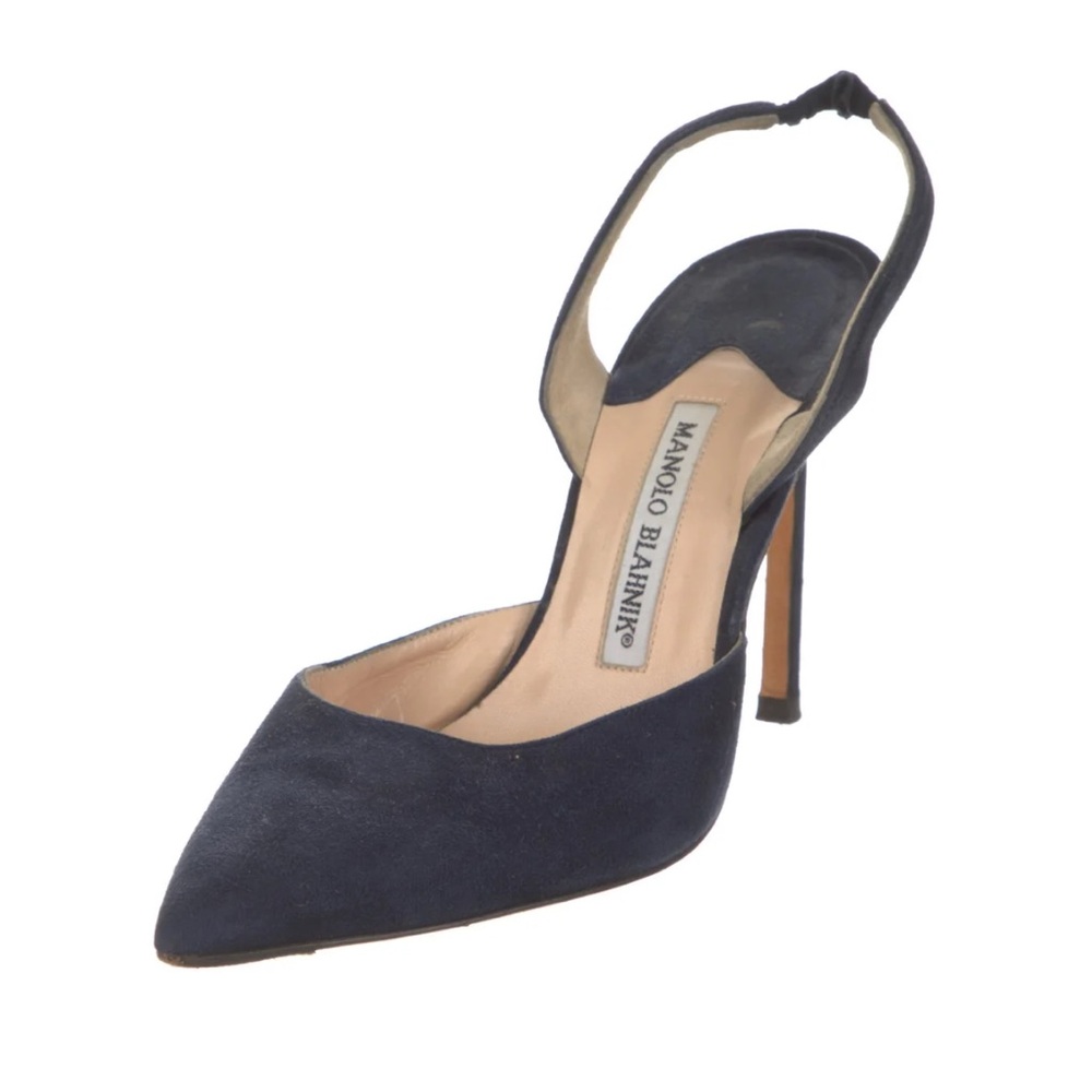 Suede Navy Blue Manolo Blahnik Heels 🔥